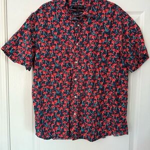Banana Republic Navy Flamingo Print Shirt